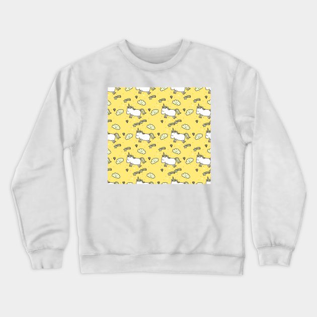 Unicorn kids yellow Crewneck Sweatshirt by Bomdesignz